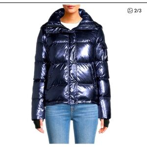 S13 Metallic Blue Duck Puffer Feather Ski Jacket